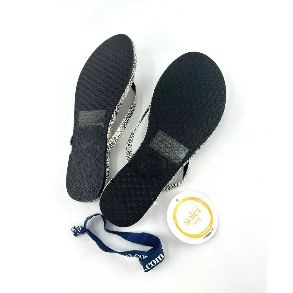 Solei Sea Women's Python Gray Thong Sandals Size 8